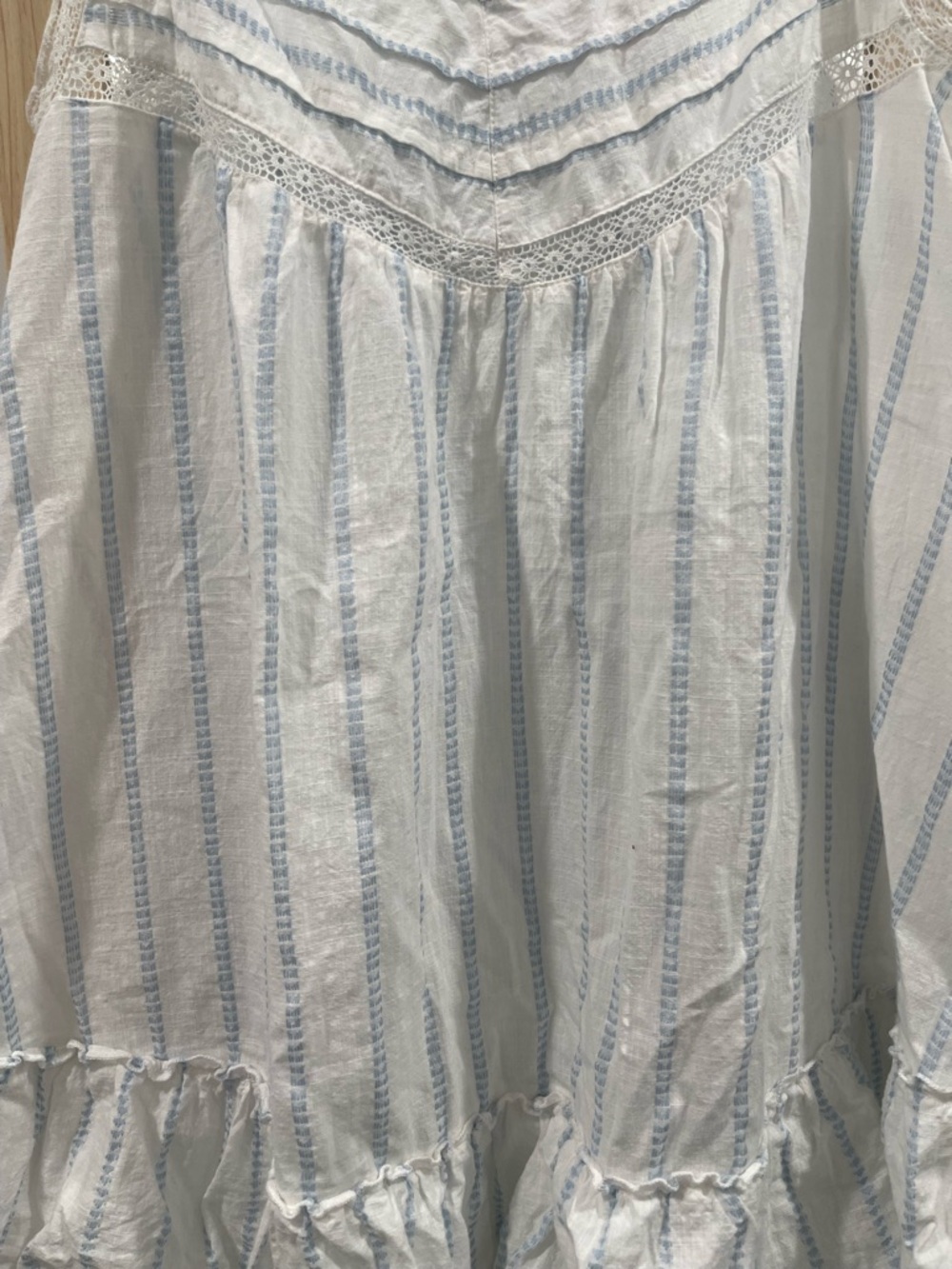 Shabby Chic White and Light Blue Ruffle Eyelet Nightdress - Picture 3 of 6